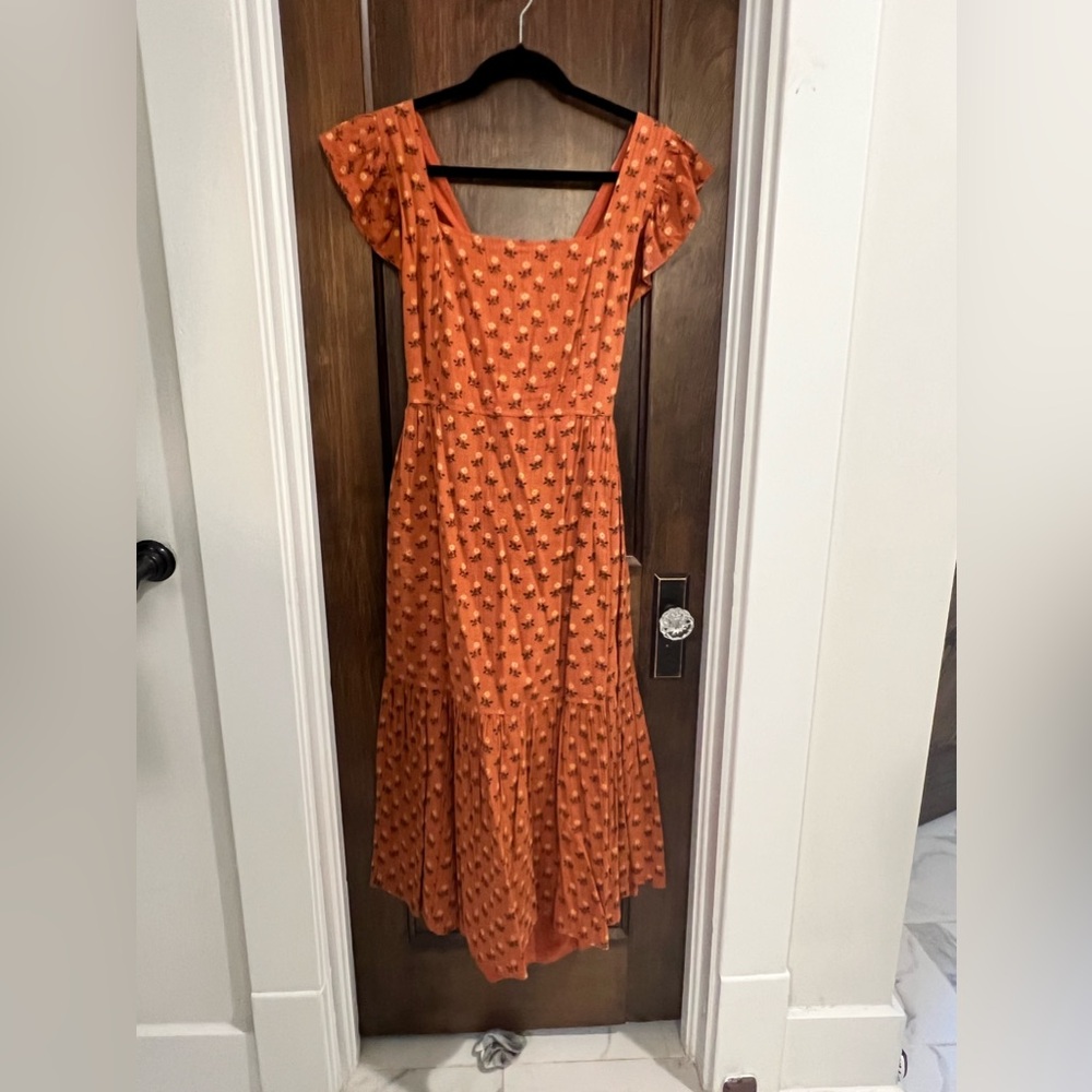 LIKE NEW Madewell ruffle-strap tiered midi dress LARGE